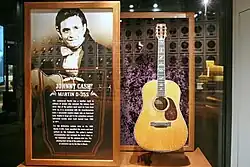 Johnny Cash's custom order Martin D-35S (1968), photographed at the Country Music Hall of Fame
