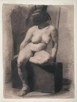 Masked nude, drawing by Thomas Eakins (c. 1863–1866)