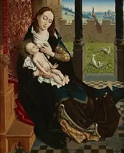 Nursing Madonna, oil on cradled panel, c. 1400s.