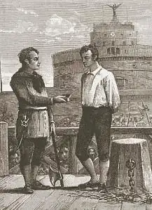 Drawing of Giovanni Battista Bugatti offering snuff to another man
