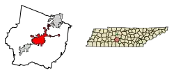 Location of Columbia in Maury County, Tennessee.