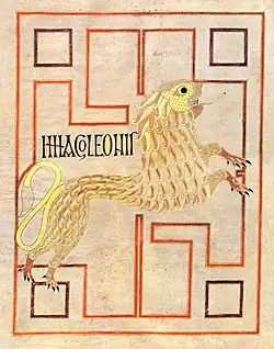 The lion, symbol of St Mark, Echternach Gospels