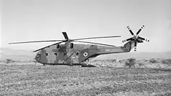 A French-made Super Frelon Tzirʿa transport helicopter of 114 Squadron "Night Carriers" during the 1960s