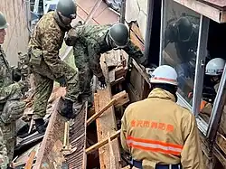 Rescue troops in Kanazawa