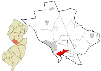 Location in Mercer County and the state of New Jersey