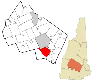 Location in Merrimack County and the state of New Hampshire
