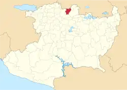 Location of Angamacutiro in Michoacán