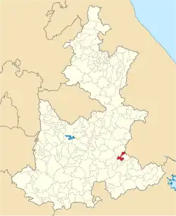Location of the municipality in Puebla