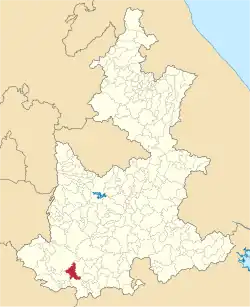 Location of the municipality in Puebla