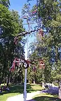 A Midsummer pole based on examples found at Eckerö in Åland.