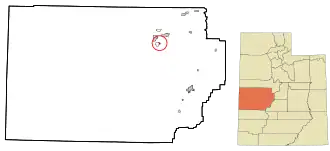 Location of Oasis within Millard County and the State of Utah.