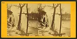 Stereoscopic View of the Falls in winter