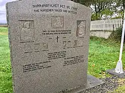 Memorial stone honoring Norsemen who sailed and settled