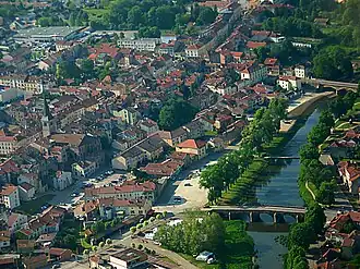An aerial view of Mirecourt