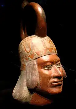Moche portrait vessel with stirrup spout, Peru, 100 BCE–700 CE