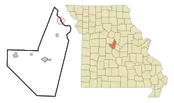Location in Moniteau County and the state of Missouri