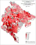 Montenegrin language by settlements (2011 census)