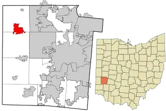 Location in Montgomery County and the state of Ohio.