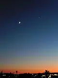 Moon, Jupiter (top), and Venus (right) at dusk seen from Madrid, Spain, on 20 June 2015