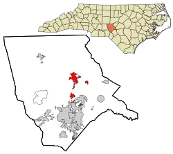 Location in Moore County and the state of North Carolina