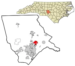 Location in Moore County and the state of North Carolina