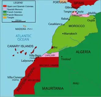 Image 13Spanish and French protectorates in Morocco and Spanish Sahara, 1912 (from Western Sahara)