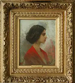 Jeune Juive, Etude d'Aimé Morot in original frame, no date. Oil on wood panel, size 22 x 27&nbsp;cm.