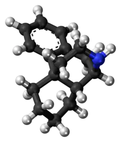 Ball-and-stick model of morphinan