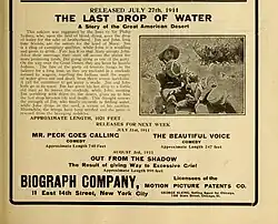 Black and white theatrical poster showing a Western scene with people and horses