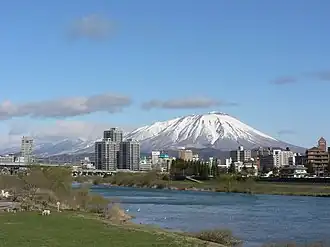 Mount Iwate dominates the city of Morioka