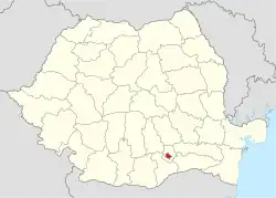 Bucharest highlighted red in Romania