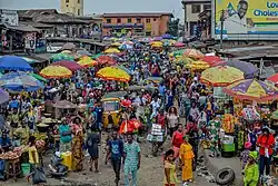 Aerial photograph of a market in Nigeria