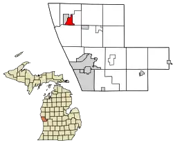 Location in Muskegon County and the state of Michigan