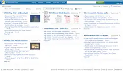 A screenshot of Live.com customizable homepage