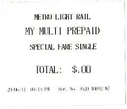 Receipt upon presentation of a MyMulti ticket