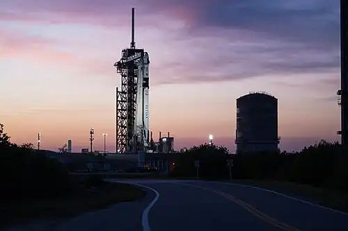 Crew Dragon Endeavour sits atop its Falcon 9 rocket on LC-39A