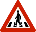 Pedestrian crossing ahead[N 2] Distance represented with supplementary sign