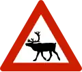 Animals (reindeer) Warns that reindeer often traverse or travel on the roads.