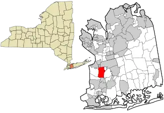 Location in Nassau County and the state of New York.