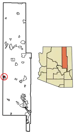 Location of Winslow in Navajo County, Arizona.