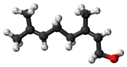 Ball-and-stick model of the nerol molecule