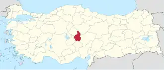 Location of the province within Turkey