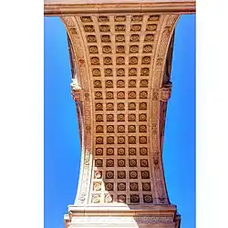 A view from directly beneath the arch