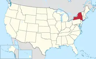 Location of New York within the United States