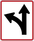 This Lane May Proceed Straight or Turn Left