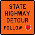 State highway detour ahead - follow state highway shield