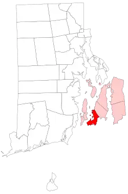 Location of Newport in Newport County, Rhode Island