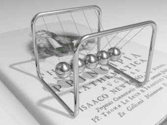Image 20A Newton's cradle, named after physicist Isaac Newton (from History of physics)