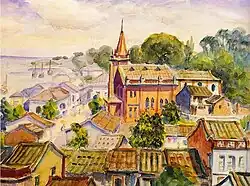 Tamsui Church (Ni Chiang-huai, 1936) – Paper, watercolor – 49.5 × 66&nbsp;cm – Taipei Museum of Fine Arts