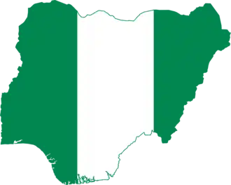 Photo showing the Nigerian map with the Nigerian flag colors.